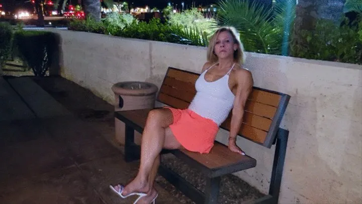 Outdoors Night Leg Crossing High Heels and Barefeet