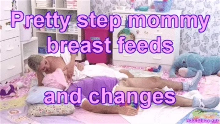 Pretty step mommy breast feeds and changes