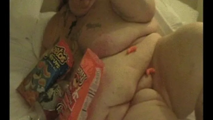 Sinfully Divine SSBBW - Naked on the Bed Stuffing Her Face With Cheetos