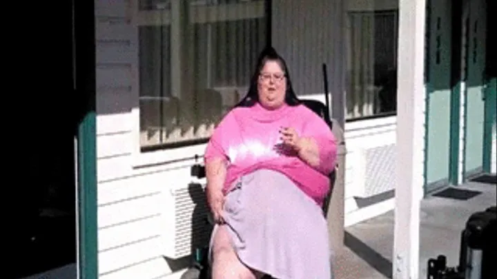 SSBBW Sinfully Divine (600 Pounds Plus) - Smoking a Cigarette Outside in a Wheelchair