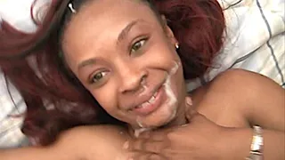 Ebony Teen Vixen First and Only Video and Amazing POV Blowjob and Facial