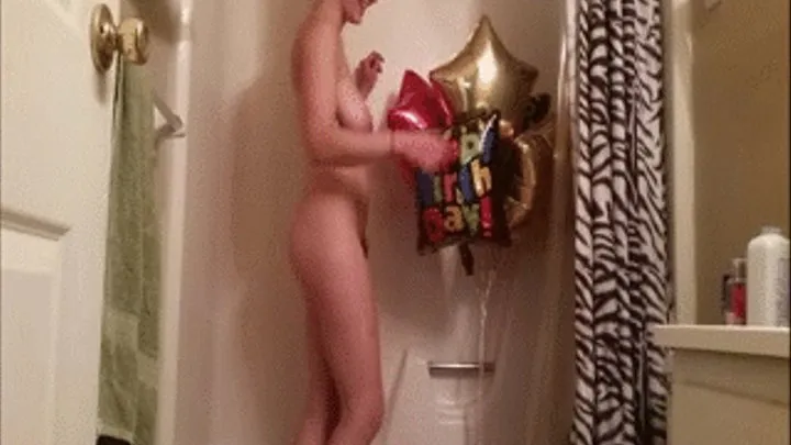 Peeing On My Birthday Balloons with My Hairy Pussy! Recorded with Phone Camera