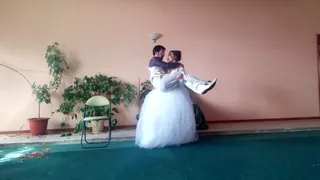 Carry 1245 - Strong girl carrying her male friend 25 New ( Wife lifting her husband )