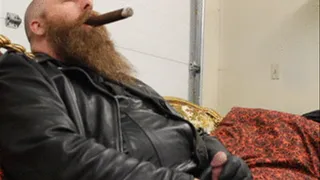 Getting my dick sucked in Leather while smoking a cigar