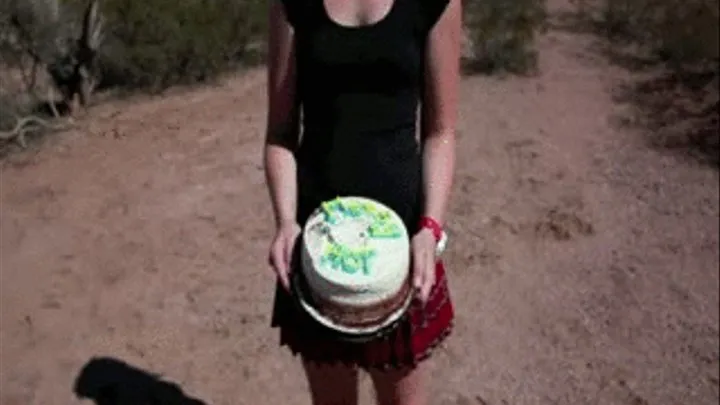 Daisy Saint making a cakey mess in the desert