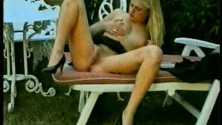 Young hairy Blonde pissing in the garden