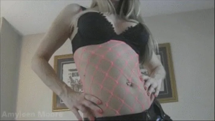 Hot pink body fishnet belly