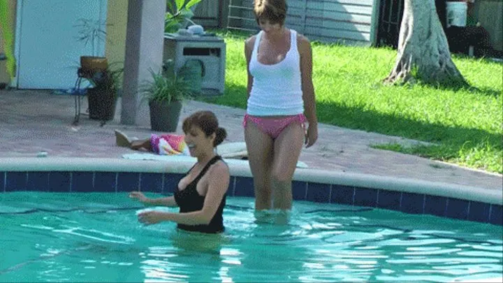 Milfs Catch Perv in Bushes and Masturbation Instruction Poolside - Dialup