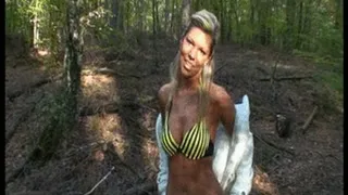 WALKING IN MY FAVORITE 7" DESIGNER HIGH HEELS & BIKINI IN THE FORREST AT 10 GRAD CELSIUS