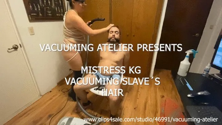 MISTRESS KG VACUUMING SLAVE´S HAIR AND PENIS TILL CUM PART 2