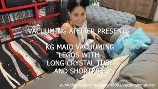 KG Maid vacuuming legos with crystal tube and short pipe