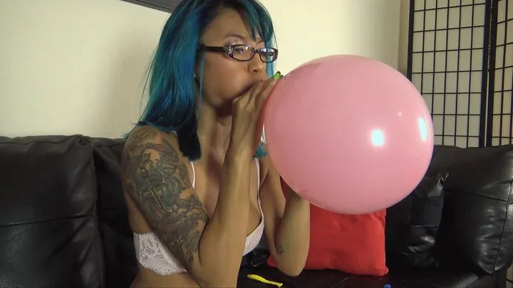 ASIA PEREZ'S FIRST BLOW TO POP BALLOONS