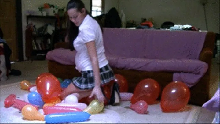 Balloon Popping Summer in Heels and Mini Skirt