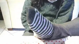 I came back with my very dirty striped socks