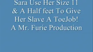 Sara Uses Her Size 11 & A Half Feet Toejob!