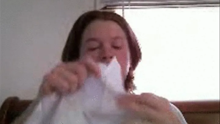 I blow my nose into a hanky