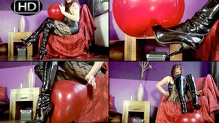 Red balloon toture in overkneeboots HD