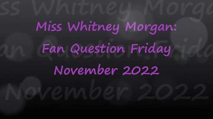 Miss Whitney Morgan: November Fan Question Friday