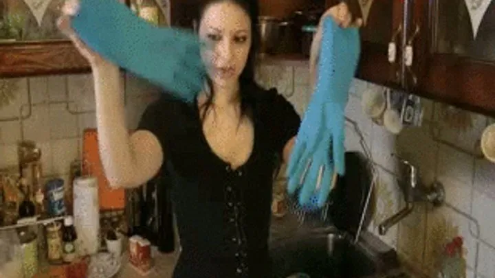 My blue rubber gloves...