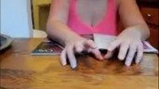 Liz taps her nails