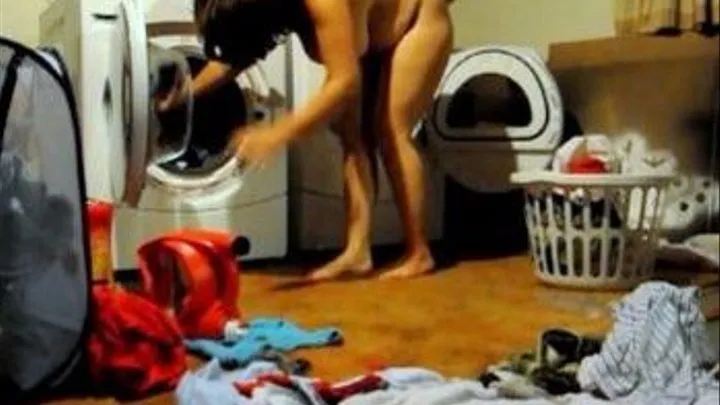 Naked laundry doing