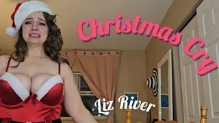 Christmas Cry: Holiday Edition of Liz River Real Crying Real Tears, Real Snot, Satin Dress, Satin Hat, Sad Girls, 34DDD
