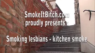 Smokey lesbian girls in kitchen