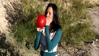 Christine red balloon blow up & nail pop