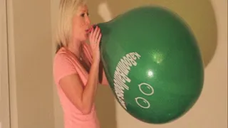 Kourtney 3 balloons blow to pop! pink shirt