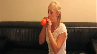 Kourtney blow up orange balloon and sit pop video!