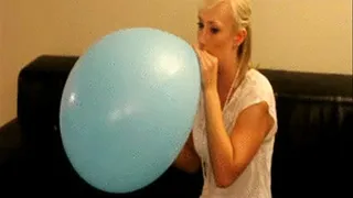 Kourtney blow up and sit pop blue balloon