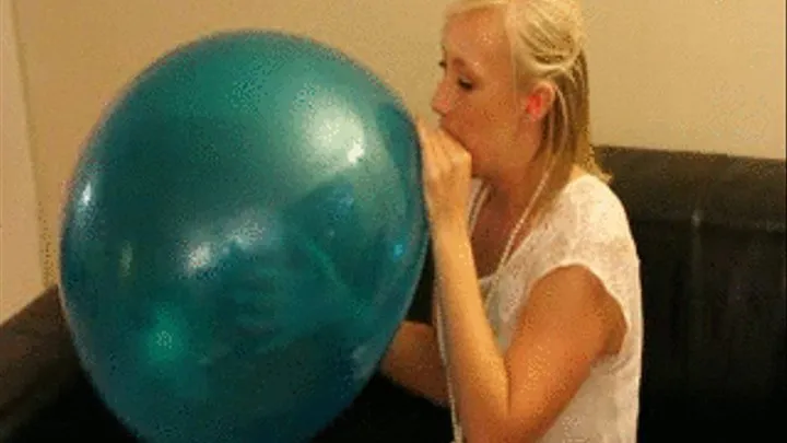 Crystal blue 16" balloon blow to pop Kourtney