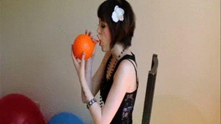 Sunny orange balloon blow to pop