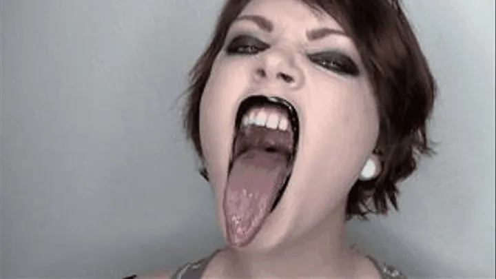 Glossy Black Lips and Dripping Wet Tongue