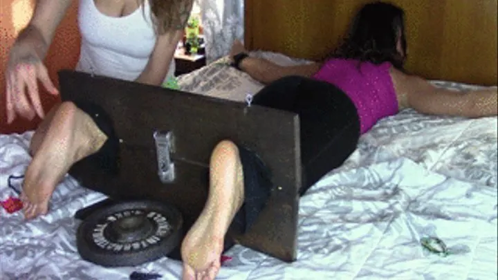 Savannah's Bedtied Facedown in the Stocks Tickle Mania