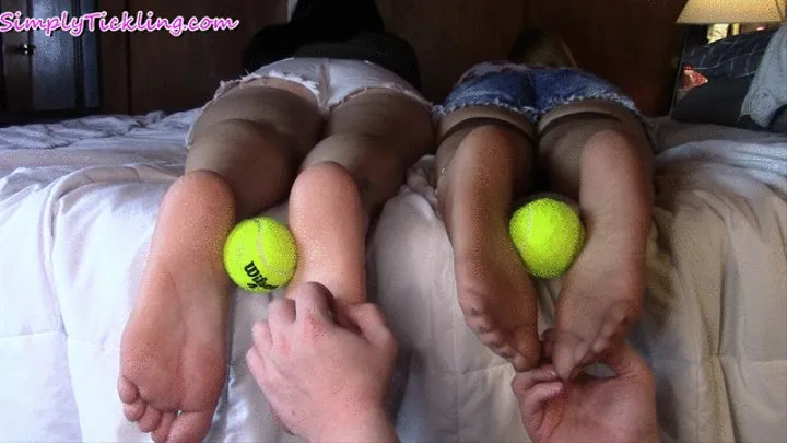 Gianna Vee and Marley's Hold the Tennis Ball Foot Tickle Challenge