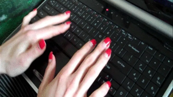 Sexy Long Finger Tapping Red Nails Typing