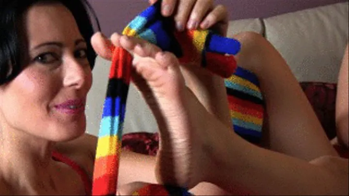 Rainbow Toe Socks And Oily Foot Massage