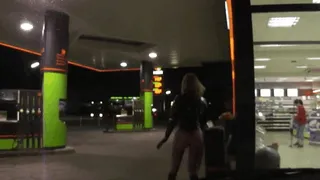 Rubber doll visits gas station and (f)ists herself and (p)isses.