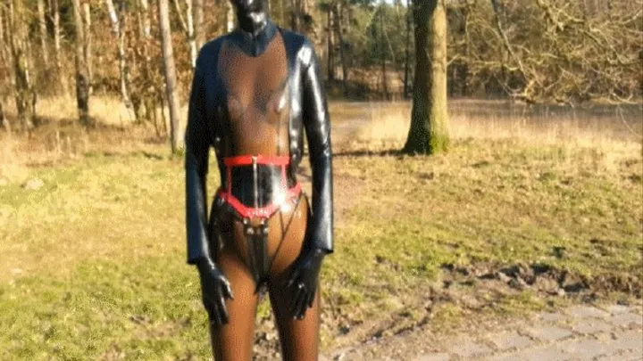 Stroll in transparent catsuit piercing rings touching fresh spring air 1280x720