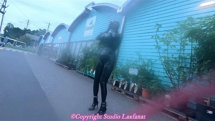 Latex Girl with Z-Cup Monster Breasts Masturbates with Huge Dildo, Sucks Dick, and Exposes Labia Rings in Public Near Busy Road - Part 2