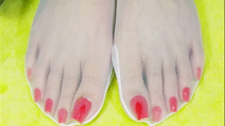 400 natural long toenails red + white sheers + red pumps