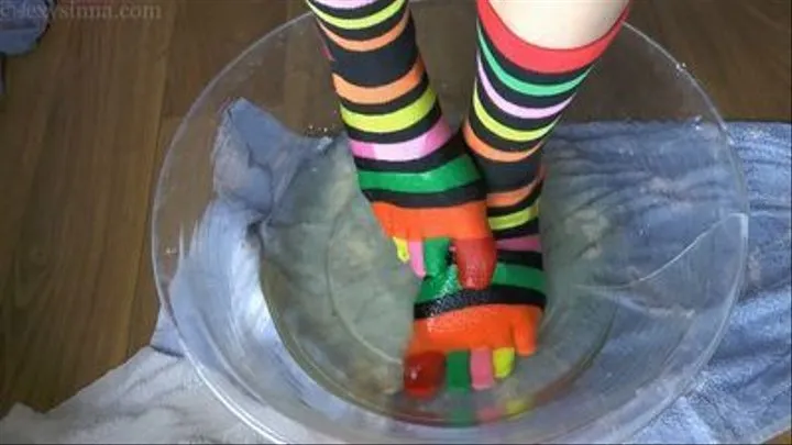 'Toe socks fantastic pee play, toe sock tease, two pairs of toe socks soaked'