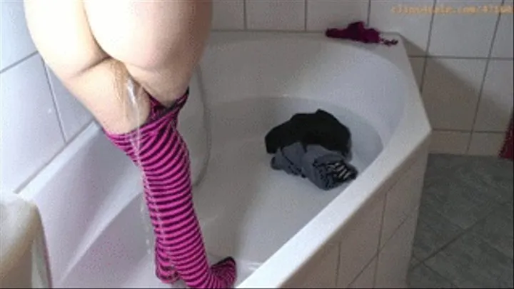'Zebra pantyhose wetting, gushing explosion out of my backside'