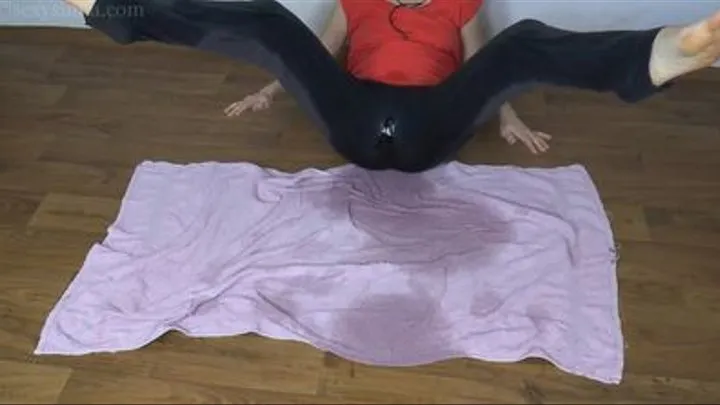 'Yoga relaxation: Nonchalant yoga pants wetting with some hissing and a couple relax farts'