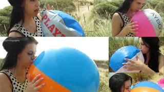 Kirsten Mouth Inflates 5 Beachballs