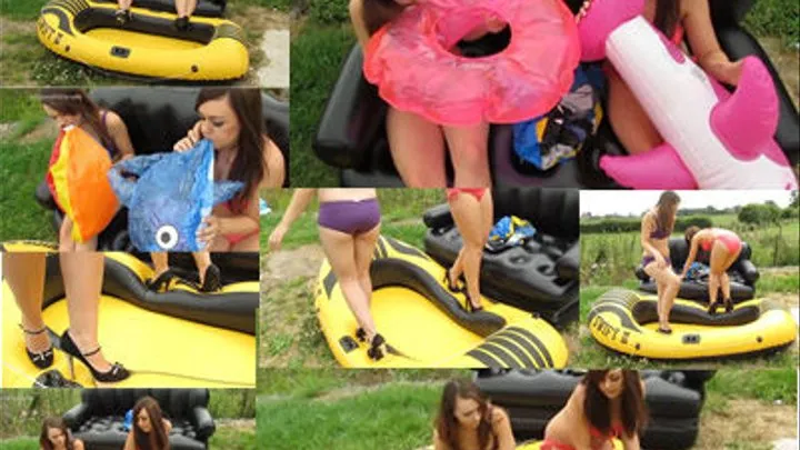 Kacie & Lauren: Sisters Outdoor Inflatable Fun PART 1