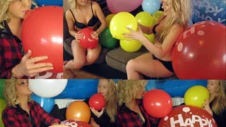 Amber & Autumn Balloon Fun On The Sofa