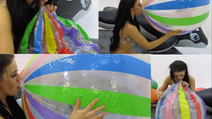 Kirsten Mouth Inflates Huge Beachball MULTI CAM*