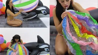 Kirsten Mouth Inflates Huge Beachball *HIGH DEFINITION+* SINGLE CAM*